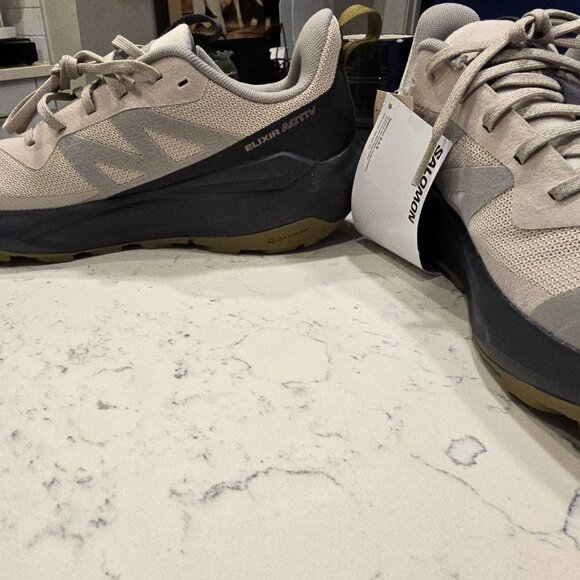Salomon Elixir Activ GTX Grey / Beige Size Men's 10 Gore-Tex Sneaker NEW - Picture 4 of 12